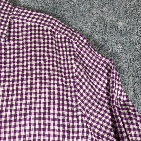 Charles Tyrwhitt Mens Slim Fit Gingham Dress Shirt Purple White 17/33 Cotton - Picture 4 of 16